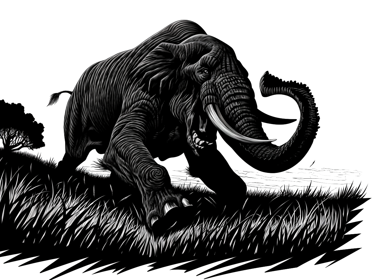 Charging illustrated elephant