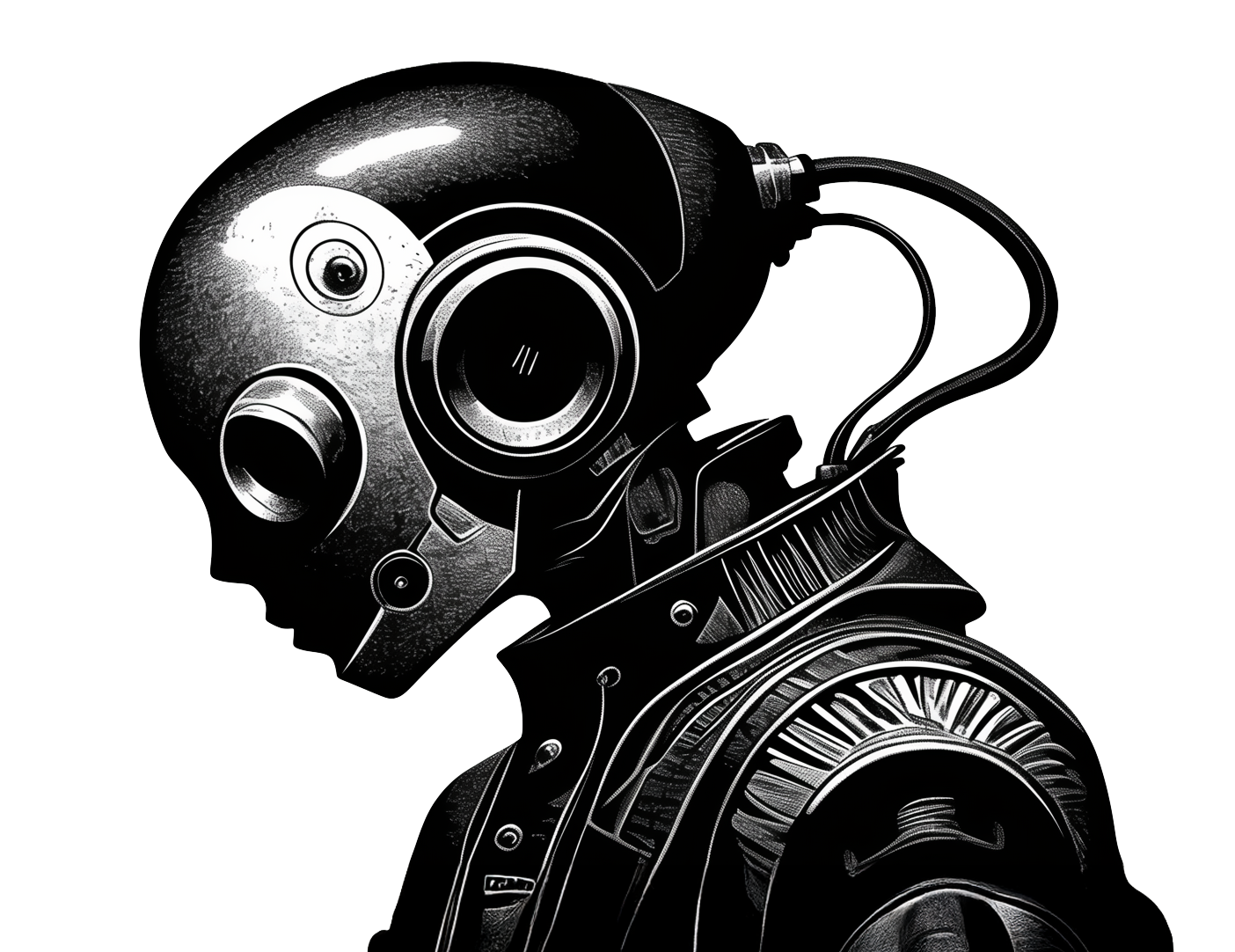Illustrated AI robot head