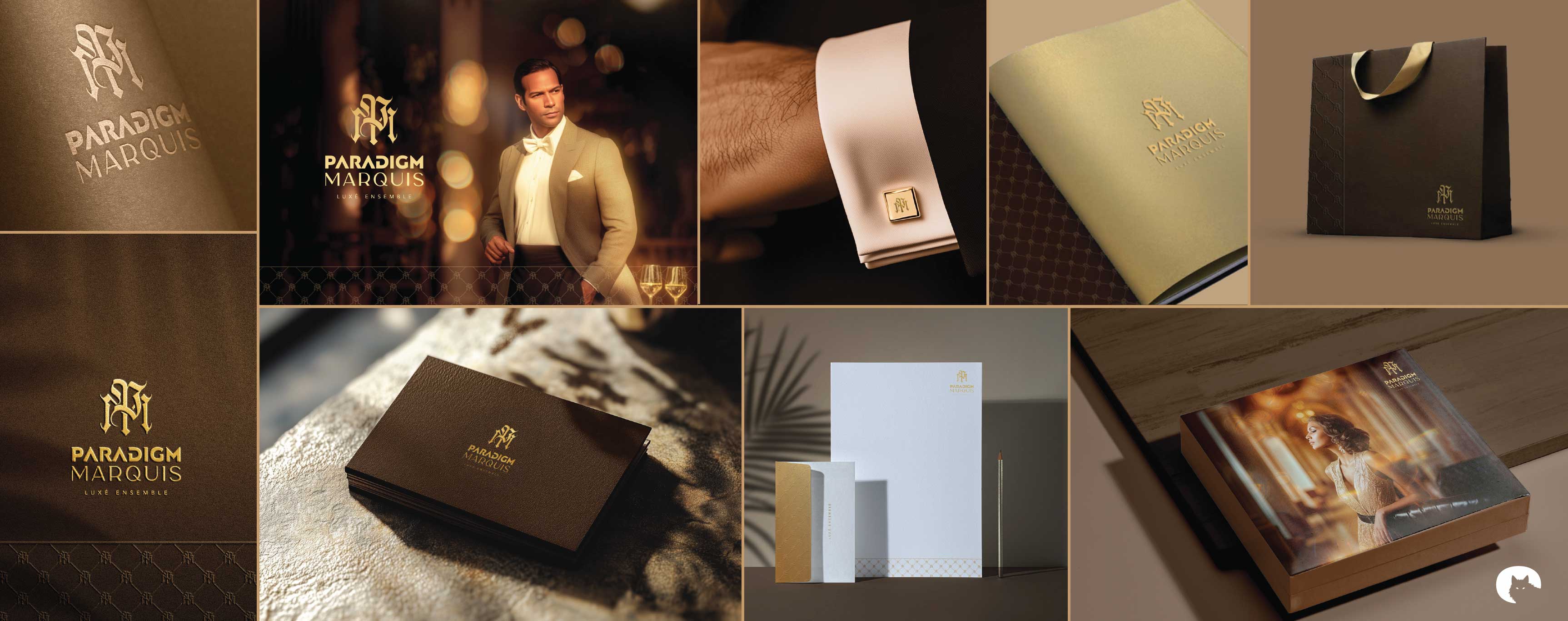 Paradigm Marquis luxury brand identity collage